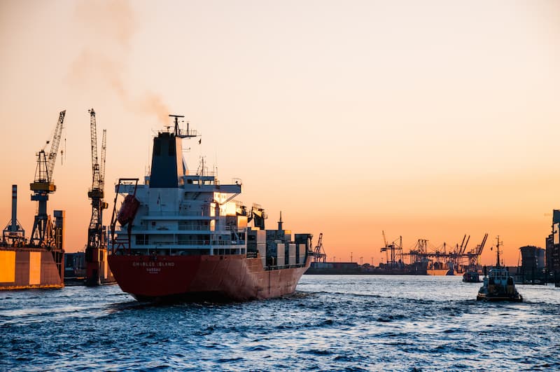 A shipping container on the sea